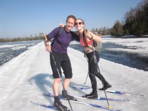 Skiing from Bearskin Lodge across the lake.