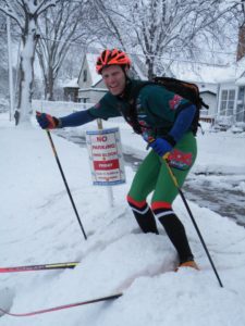 Dan Luoma skied over 8 miles on his trek from North Minneapolis to Roseville.